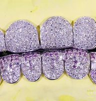 Grillz personnalisé en argent sterling 925 avec motif nid d'abeille, serti de diamants Moissanite VVS, testé et approuvé