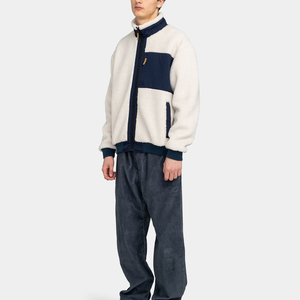 Customizable Factory-Designed <b>Sherpa</b> Wool <b>Fleece</b> Jacket <b>Men</b> Plus Size Canvas Zip Closure Stand No Hood Embroidered Logo Blank - Product Image 3