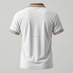 Logo personnalisé pour hommes, chemise en coton piqué tricoté, coupe ajustée, légère, séchage rapide, col contrasté, streetwear d'été, ODM - Product Image 6