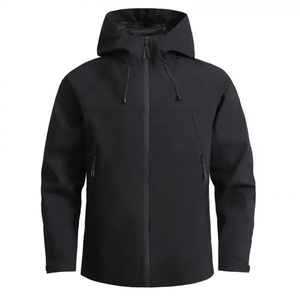 Veste imperméable à capuche pour homme en PU, coupe décontractée, fermeture éclair, couleur unie, coque en polyester, idéale pour l'automne - Product Image 6