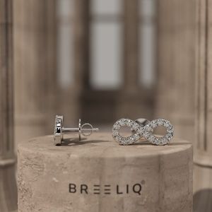 Pendientes de Oro Amarillo con Diamantes en Forma de Infinito para Mujer, Joyería Elegante y Brillante con Símbolo de Eternidad para Uso Diario y Ocasiones Especiales - Product Image 5