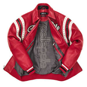 Chaqueta Varsity de Cuero Personalizada para Hombre con Cuello Alto, Impermeable y Resistente al Viento, Decoración Vintage - Product Image 5