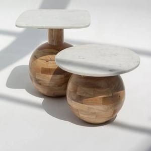 Mesa de Centro de Madera con Tapa de Mármol Vandana Astra Mira para Decoración Moderna de Sala de Estar - Product Image 1