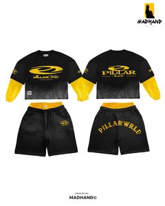 Ensemble de shorts streetwear vert foncé personnalisé |   T-shirt graphique à manches longues double couche |   Fabricant de shorts en molleton vert OEM - Product Image 3