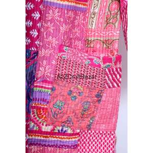 Chaqueta Kimono Corta Hecha a Mano con Tela Kantha 100% Algodón Puro, Transpirable y Suave para Mujer, Ideal como Bata para el Invierno - Product Image 2