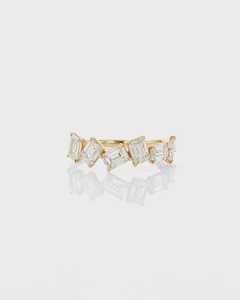 แหวนทองคำแท้ 14K สำหรับผู้หญิง ทรง Eternity ประดับเพชร Emerald Cut แบบ Lab Grown สไตล์ East West สำหรับงานแต่งงานหรือเป็นเครื่องประดับแทนคำมั่นสัญญาสำหรับเจ้าสาว - Product Image 1