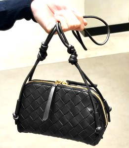 Royaa Genuine Leather Woven <b>Shoulder</b> Bag Handmade Single <b>Strap</b> Zipper Closure Women's Fashion Minimalist Handbag with Chains - Product Image 2