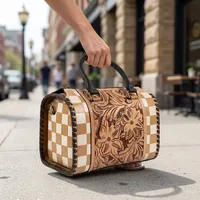 Sac à main en cuir de luxe pour femme, style vintage, motif cartes de créateur, avec chaînes décoratives et deux anses