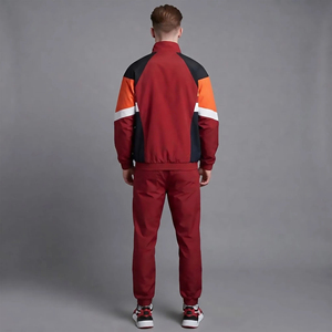 Ensemble de survêtement pour homme, style sportif, col montant, fermeture éclair intégrale, color block, 100 % polyester, coupe classique, avec poches latérales, ensemble deux pièces. - Product Image 6