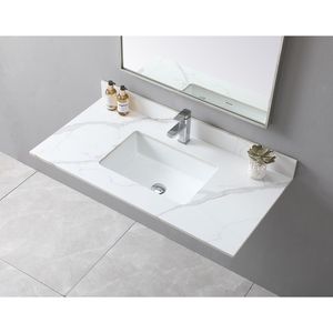 Mueble de Baño Montary de 43x22 Pulgadas con Encimera de Piedra Sinterizada Carrara Gold, un Solo Orificio para Grifo, Estilo Lujoso para Baños Modernos - Product Image 5