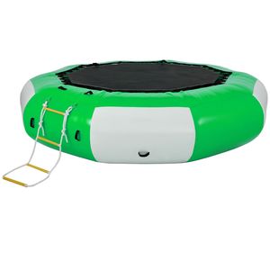 Trampolín Acuático Inflable de 10 pies con Escalera, Verde y Blanco, Personalizable, para Recreación Acuática - Product Image 5