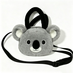 Sac bandoulière koala en peluche personnalisé, sac à main en peluche avec visage de koala mignon, sac à bandoulière koala gris, sac fourre-tout en peluche sur le thème des animaux pour enfants - Product Image 1