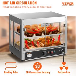 Scaldapizza Commerciale a 2 Livelli 800W con Display, Riscaldamento 3D, Illuminazione a 3 Colori, Ventola Inferiore, Attrezzatura da Banco per Mantenere Calde Pasticcerie e Dolci - Product Image 2