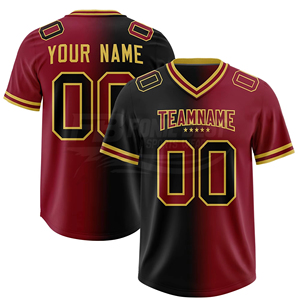 Camiseta de Fútbol Americano Personalizada para Hombre, Manga Corta, Cuello en V, Degradado Negro y Amarillo, Impresión Sublimada, Absorbe la Humedad, para Adultos - Product Image 3