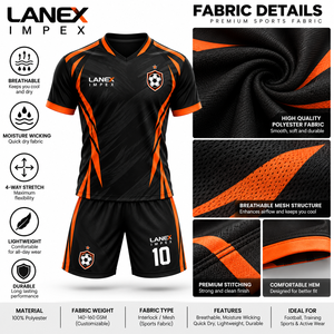 Ensemble d'uniformes de football en gros, maillots et shorts personnalisés imprimés, vêtements d'équipe légers et à séchage rapide pour l'entraînement et le sport - Product Image 5