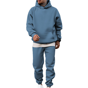 Custom Logo Winter 100% Cotton Fleece <b>Tracksuits</b> For Men Streetwear Hoodie Joggers Set Eco-friendly Windproof <b>Tracksuit</b> Men's - Product Image 3