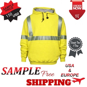 Sudadera con Capucha Amarilla de Alta Visibilidad, Tejida, con Cremallera, para Invierno, Reflectante, de Seguridad, de Poliéster, para Trabajadores de Carreteras - Product Image 4