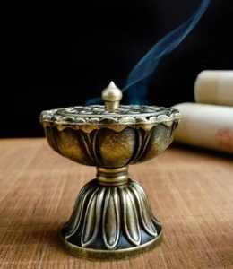 Brûleur d'encens en métal Lotus en gros, brûleur d'encens en alliage de bronze, porte-encens portable, cadeau souvenir - Product Image 3