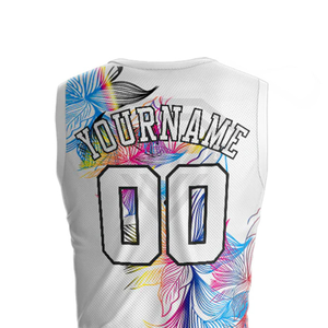 Conjunto de Uniforme de Baloncesto Sublimado Personalizado, Fabricante Mayorista, Impresión Floral, Uniforme de Equipo sin Mangas, Ropa Deportiva - Product Image 4