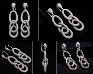 Premium <b>Infinity</b> Link 925 Sterling Silver <b>Earrings</b> with 8CT EF VVS Lab Grown CVD Diamonds for Women - Product Image 5