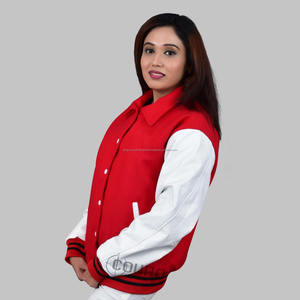 Chaqueta Bomber de Lana/Cuero de Diseño Personalizado de Alta Calidad al por Mayor con Cuello Alto, Logotipo Bordado, Transpirable y Resistente al Viento para Invierno - Product Image 3