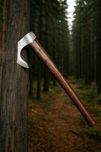 Hache de fendeur à lame barbelée en acier forgé avec manche en bois, outil de fällage d'arbres - Product Image 6
