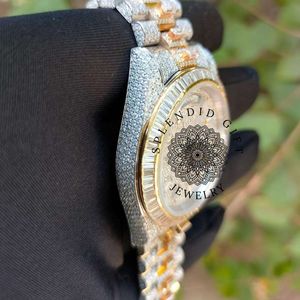 Reloj de Diamantes en Forma de Corazón, Moissanita, Plata, Analógico, Cuarzo, Joyería de Lujo para Hombre, Cierre Oculto, Correa de 15 mm, Cristal de Zafiro, ETA - Product Image 2