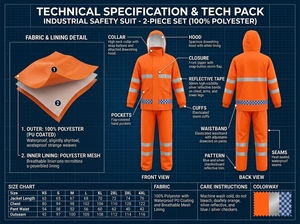 Combinaison de pluie haute visibilité avec bandes réfléchissantes, ensemble veste et pantalon de travail vert pour la protection et la sécurité - Product Image 3