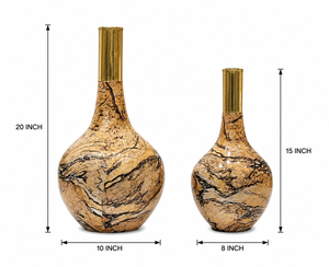 Ensemble de vases de table modernes en laiton et fer, design marbré, col doré, faits à la main, haute qualité, résistants à la rouille, pour décoration de mariage et de maison neuve - Product Image 2