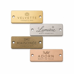 Étiquette métallique pour sacs cosmétiques et emballages de beauté — Laiton ou alliage de zinc, gaufrée ou gravée au laser, avec support adhésif, OEM - Product Image 1