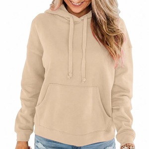 Women's Solid Grey Hooded <b>Sweatshirt</b> Casual Cotton Blend Pullover Long Sleeve Autumn Top - Product Image 5