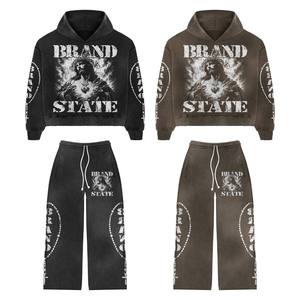 Trajes Deportivos de Diseño Personalizado, Estilo Urbano, con Efecto Desgastado por el Sol, Pantalones Deportivos con Logotipo Serigrafiado para Hombre - Product Image 1