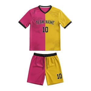 Maillot de football d'été respirant grande taille à manches courtes avec nom d'équipe personnalisé imprimé par transfert thermique, design uni, haut de sport pour équipes - Product Image 1