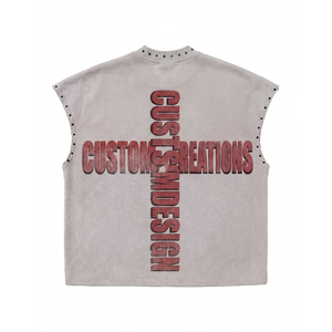 Camiseta sin Mangas Marrón para Hombre, Diseño Gráfico Personalizado, Estilo Urbano con Tachuelas, Ropa Casual de Verano, 100% Algodón Transpirable - Product Image 2