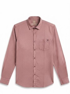 Men's Dusty Rose Solid Cotton Casual Shirt Full Sleeve Turn-<b>down</b> Collar Breathable Spring Wear - Product Image 4
