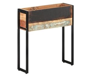 Rustic Set 2 Wooden Floor <b>Vase</b> <b>Square</b> Shape with Metal Stand for Floral Display Indoor Outdoor Decor - Product Image 4
