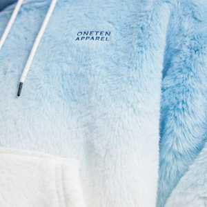 Men's Oversized Fuzzy Pullover Hoodie Blue <b>White</b> Gradient Color Kangaroo Pocket Winter <b>Sweatshirt</b> - Product Image 6