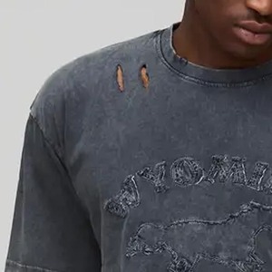 เสื้อยืดโอเวอร์ไซส์ทรงบ็อกซี่ พรีเมียม ผ้าฝ้าย 100% สไตล์วินเทจ ลุคย้อนยุคฟอกสี เสื้อยืดพิมพ์ลายตามสั่ง เสื้อยืดครอปสำหรับผู้ชาย - Product Image 5