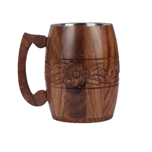 Chope à bière artisanale en bois avec doublure intérieure en acier inoxydable, style vintage rustique, anti-fuite, sans BPA, cadeau personnalisé gravé - Product Image 4