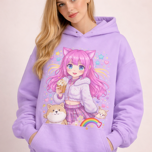 Sweat à capuche personnalisé imprimé DTF numérique respirant en polaire pour l'hiver, style streetwear, épaules tombantes, toutes saisons, faible MOQ - Product Image 1