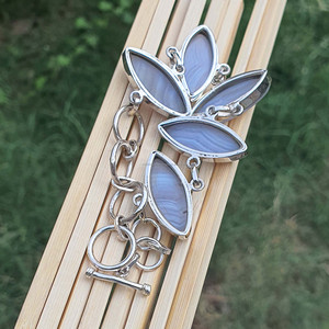 Pulsera de plata esterlina 925 hecha a mano para mujer, ágata de encaje azul Marquesa, chapado en oro, estilo clásico de moda de alta calidad, venta al por mayor - Product Image 3