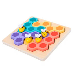 Rompecabezas de abeja de madera seguro certificado Wudly Montessori juego de lógica educativa para niños de más de 3 años rompecabezas de varios colores - Product Image 3