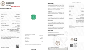 พลอยมรกตแซมเบีย 10.70x10.50 มม. ทรงสี่เหลี่ยมแปดเหลี่ยมเจียระไน ได้รับการรับรองจาก IGI พลอยหลวมสำหรับขายส่ง เหมาะสำหรับทำเครื่องประดับชั้นดีตามสั่ง - Product Image 2