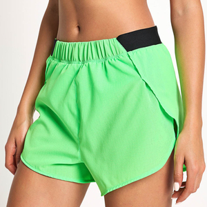 Shorts de sport décontractés pour femmes, double couche, séchage rapide, avec logo personnalisé, taille mi-haute, pour la course et le fitness - Product Image 1