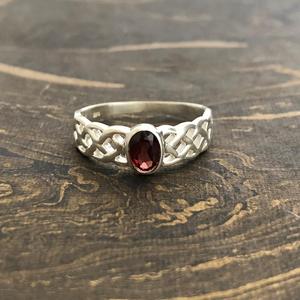 Celtic Style <b>Garnet</b> Fashion <b>Ring</b> 2.4 Grams Weight - Product Image 1