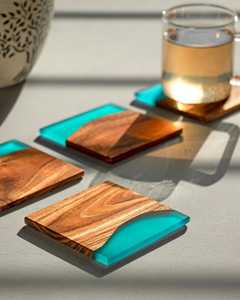 Solid Walnut Epoxy <b>Drink</b> <b>Coasters</b> for Everyday Use Multipurpose Walnut Epoxy <b>Coasters</b> for Kitchen & Bar - Product Image 1