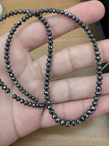 Perles de diamant noir naturel facettées rondes AAA de 4 mm, brin de 15 pouces, fournisseur en gros de perles de diamant en vrac - Product Image 6