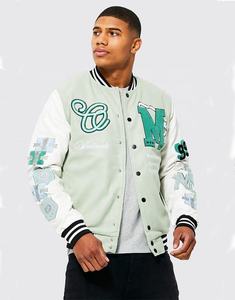 Obtenga sus parches bordados de chenilla personalizados Letterman Varsity Jacket Transpirable Tallas grandes Mangas de cuero Varsity Jacket - Product Image 1