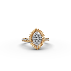 Bague de fiançailles avec diamant de laboratoire taille marquise de 1 carat, or blanc, plaqué platine, certifié IGI, design halo en spirale - Product Image 1