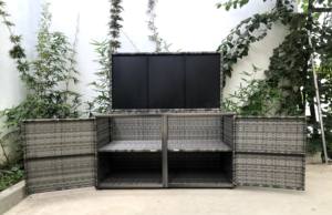 Conjunto de muebles de mimbre gris para exteriores para todo tipo de clima, caja de almacenamiento decorativa de Metal de aluminio para sala de estar para uso en interiores y exteriores - Product Image 5